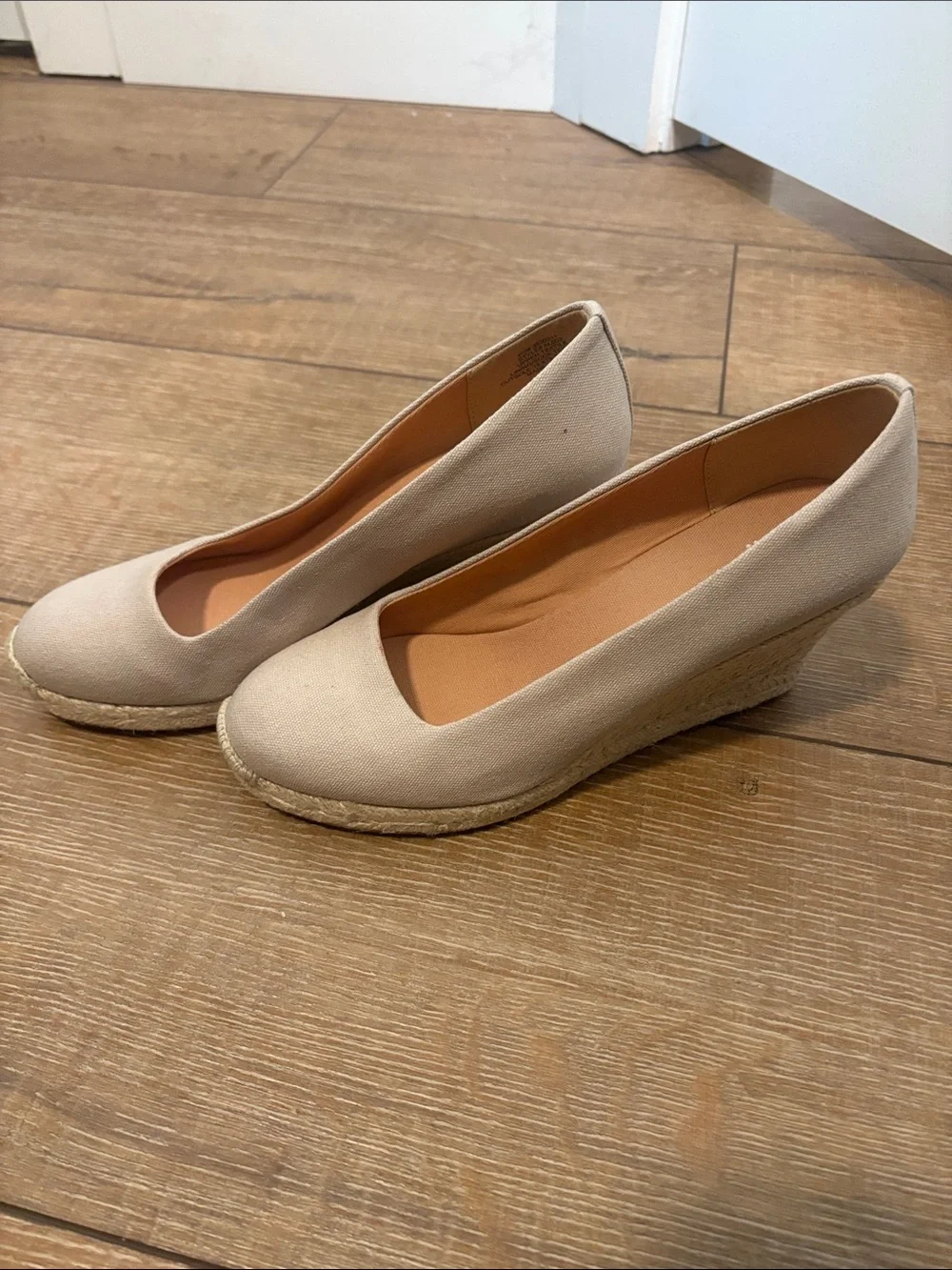 J. Crew Light Beige Canvas Espadrille Wedges